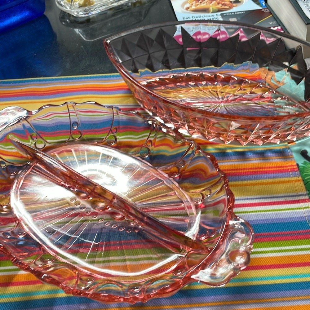 Depression Pink Glass.. 2 pieces.